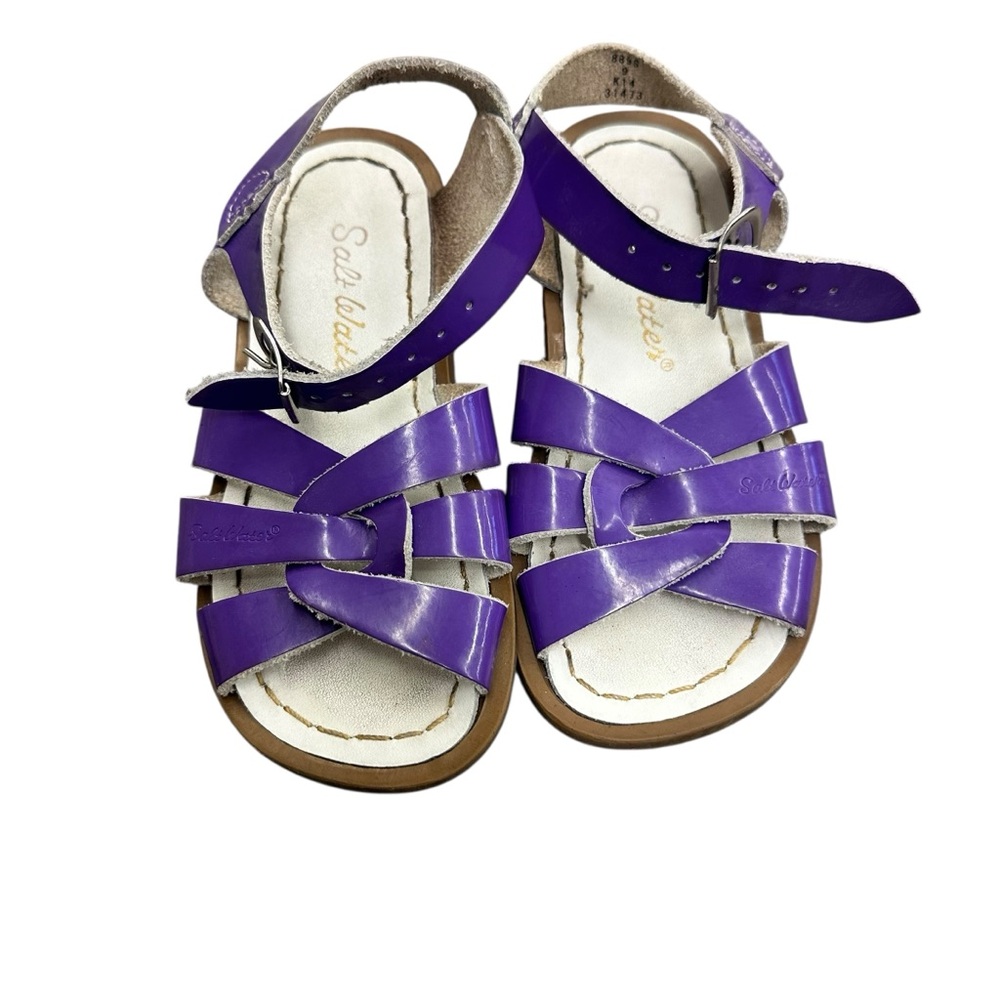 Salt Water Original Sandals Shiny Purple Leather Toddler‎ Size 9